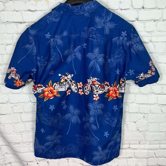 Vintage Bishop Street mens Hawaiian Motorcycle Themed shirt Medium - Picture 6 of 6